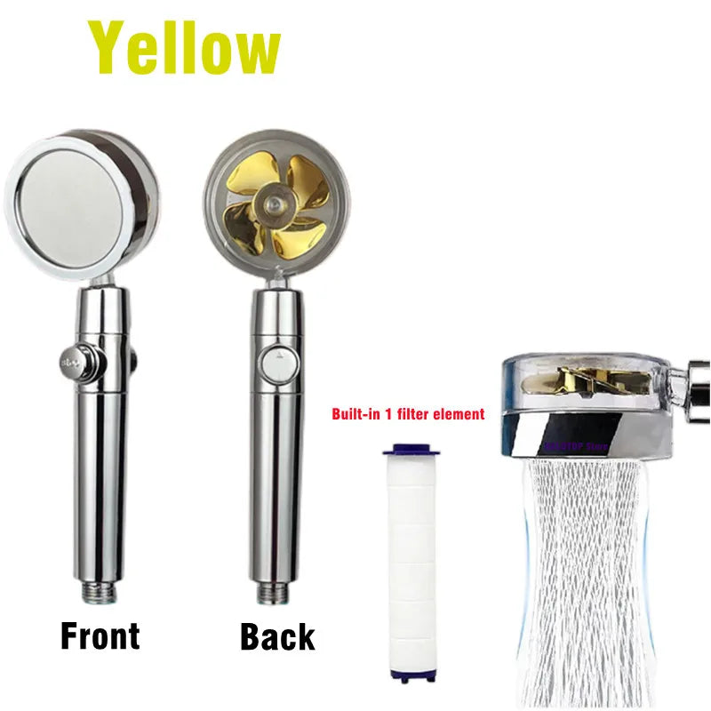 High-Pressure 360° Rotating Turbo Fan Shower Head - Water-Saving & Adjustable with Filters for Ultimate Bathroom Experience
