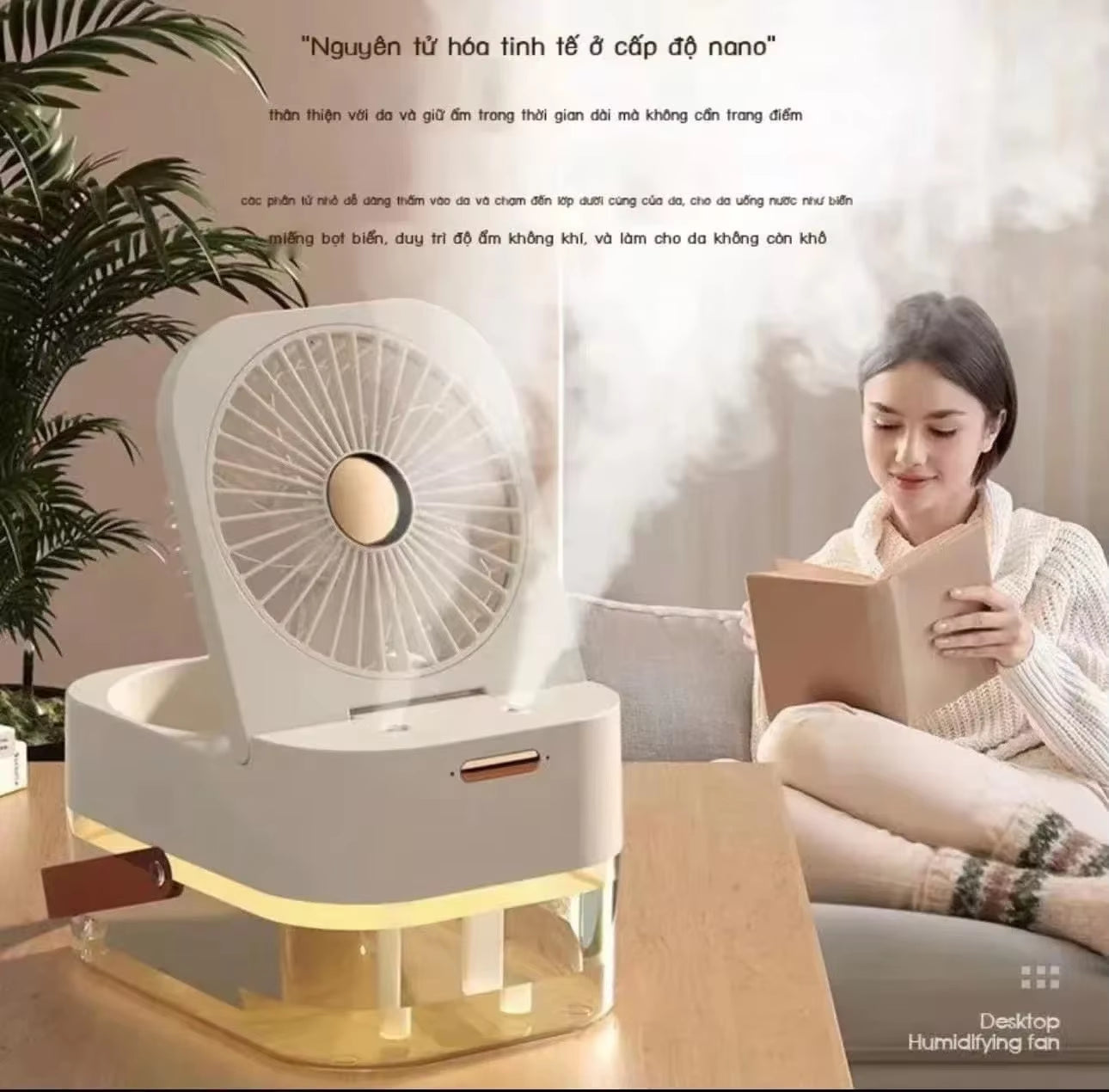 Stay Cool Anywhere with the New Portable Folding Spray Desktop Mini Fan - USB Rechargeable & Humidifying!