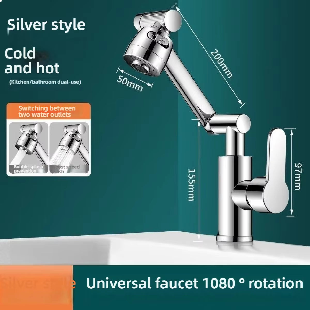 Revolutionary 1080° Swivel Kitchen & Bathroom Faucet - Multifunctional Hot & Cold Water Tap for Effortless Cleaning