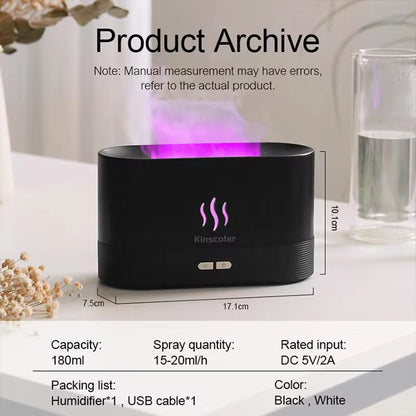 Transform Your Space with the Ultrasonic Aroma Diffuser & Humidifier - LED Flame Lamp & Cool Mist Essential Oil Fogger