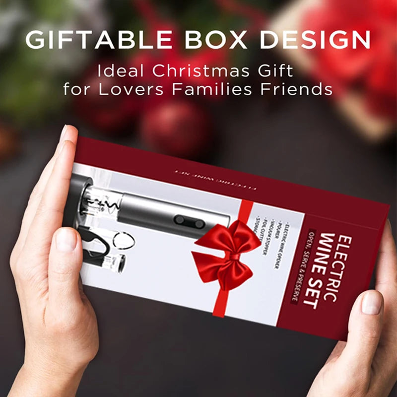 Effortless Enjoyment: Ultimate Electric Wine Opener Set with Automatic Corkscrew & Foil Cutter for Perfect Celebrations