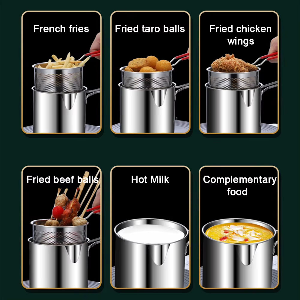 Premium 304 Stainless Steel Deep Frying Pot with Strainer - Perfect for Crispy French Fries and Chicken!