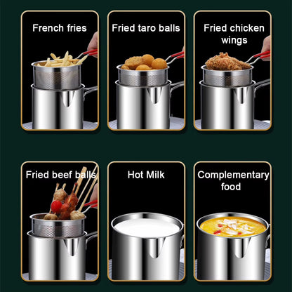 Premium 304 Stainless Steel Deep Frying Pot with Strainer - Perfect for Crispy French Fries and Chicken!