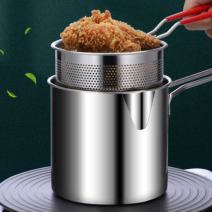 Premium 304 Stainless Steel Deep Frying Pot with Strainer - Perfect for Crispy French Fries and Chicken!