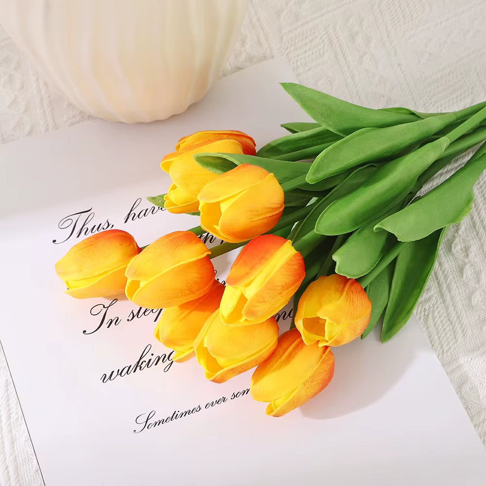 10PCS Realistic Touch Artificial Tulips - Perfect for Home Decor, Weddings, and DIY Bouquets