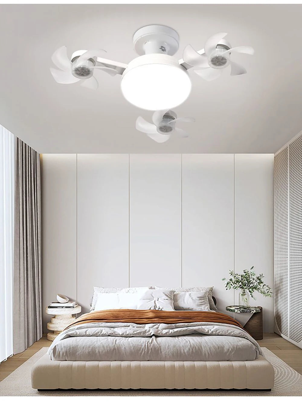 Stylish Drone-Style E27 Fan Light with Remote Control - 3-Speed Timer for Bedroom & Dining Room Illumination