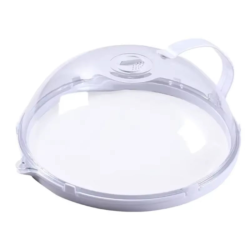 Microwave Splash-Proof Food Cover with Convenient Handle - Clear Heating Plate for Easy Cooking and Clean Meals