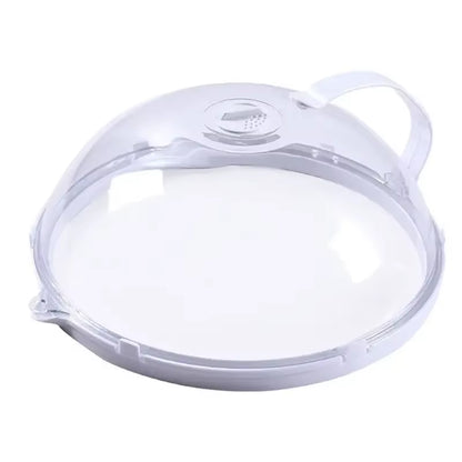 Microwave Splash-Proof Food Cover with Convenient Handle - Clear Heating Plate for Easy Cooking and Clean Meals