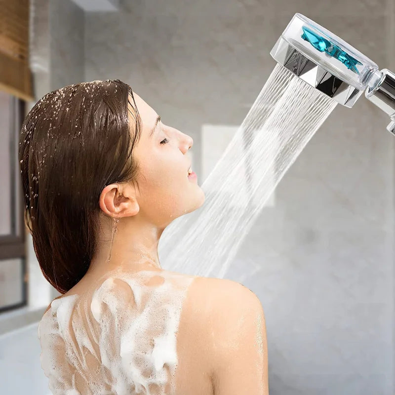 High-Pressure 360° Rotating Turbo Fan Shower Head - Water-Saving & Adjustable with Filters for Ultimate Bathroom Experience