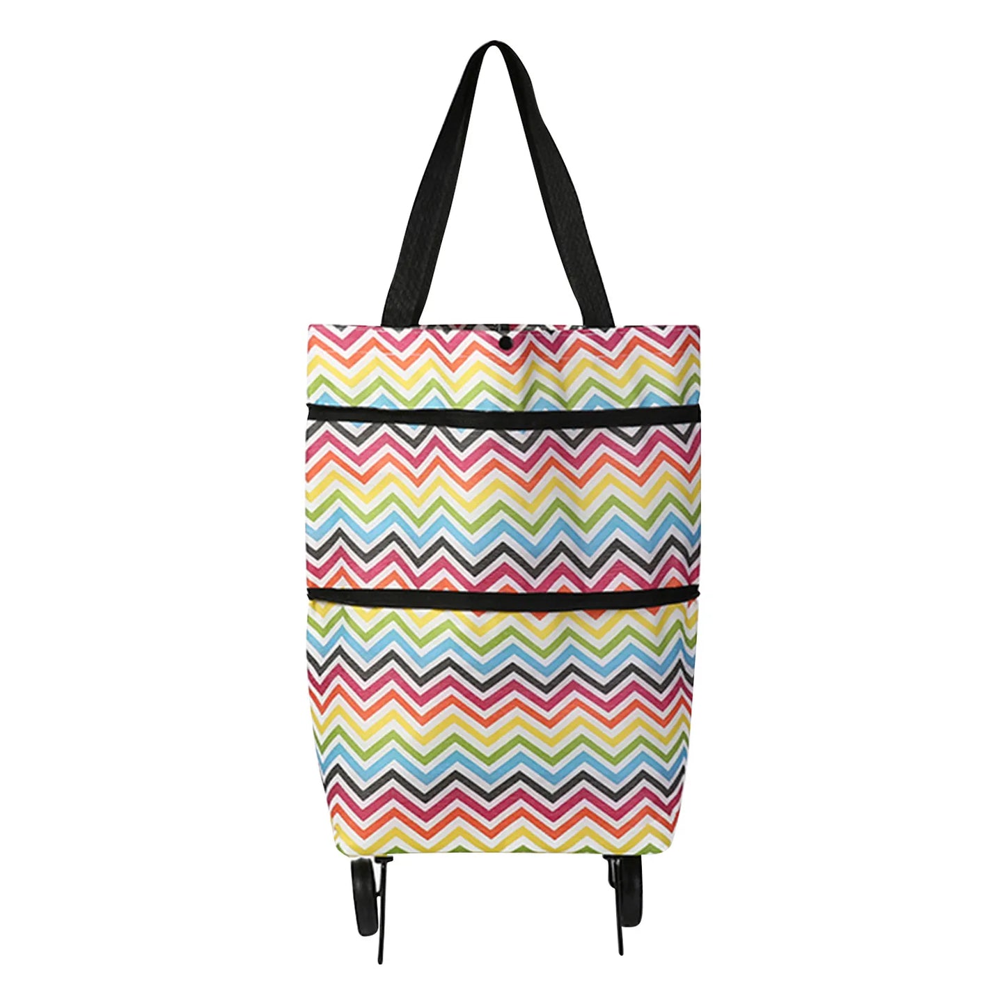 Versatile 2-In-1 Foldable Shopping Cart Bag - Waterproof Wheeled Trolley & Shoulder Bag for Groceries and Markets