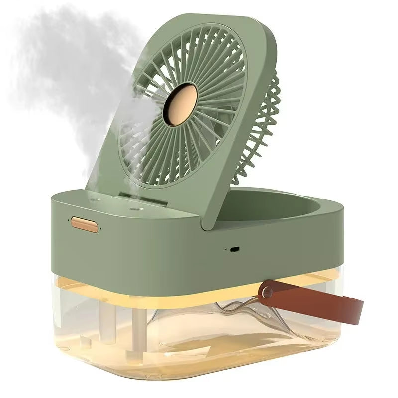 Stay Cool Anywhere with the New Portable Folding Spray Desktop Mini Fan - USB Rechargeable & Humidifying!