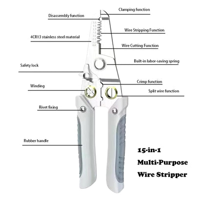 Versatile Multi-Purpose Wire Stripping Tool - Scissors, Crimper & Pliers for Professional Electricians