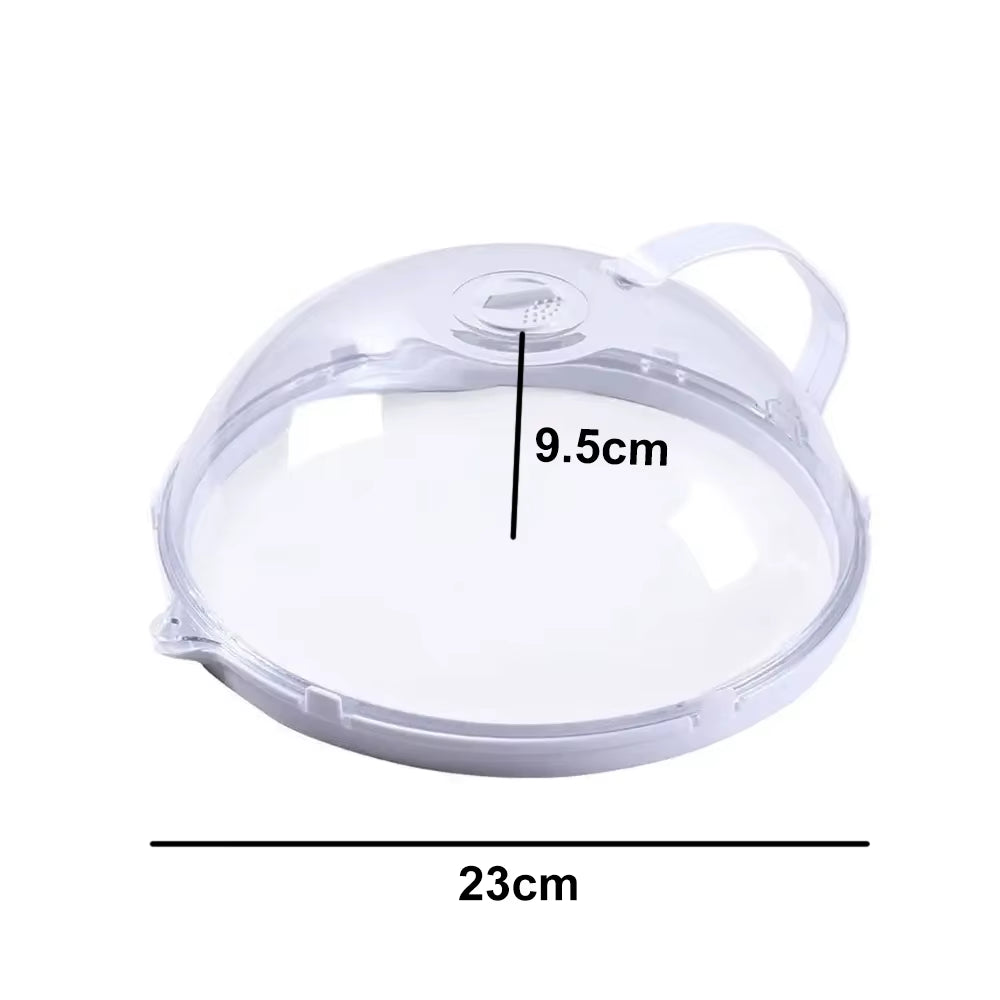 Microwave Splash-Proof Food Cover with Convenient Handle - Clear Heating Plate for Easy Cooking and Clean Meals
