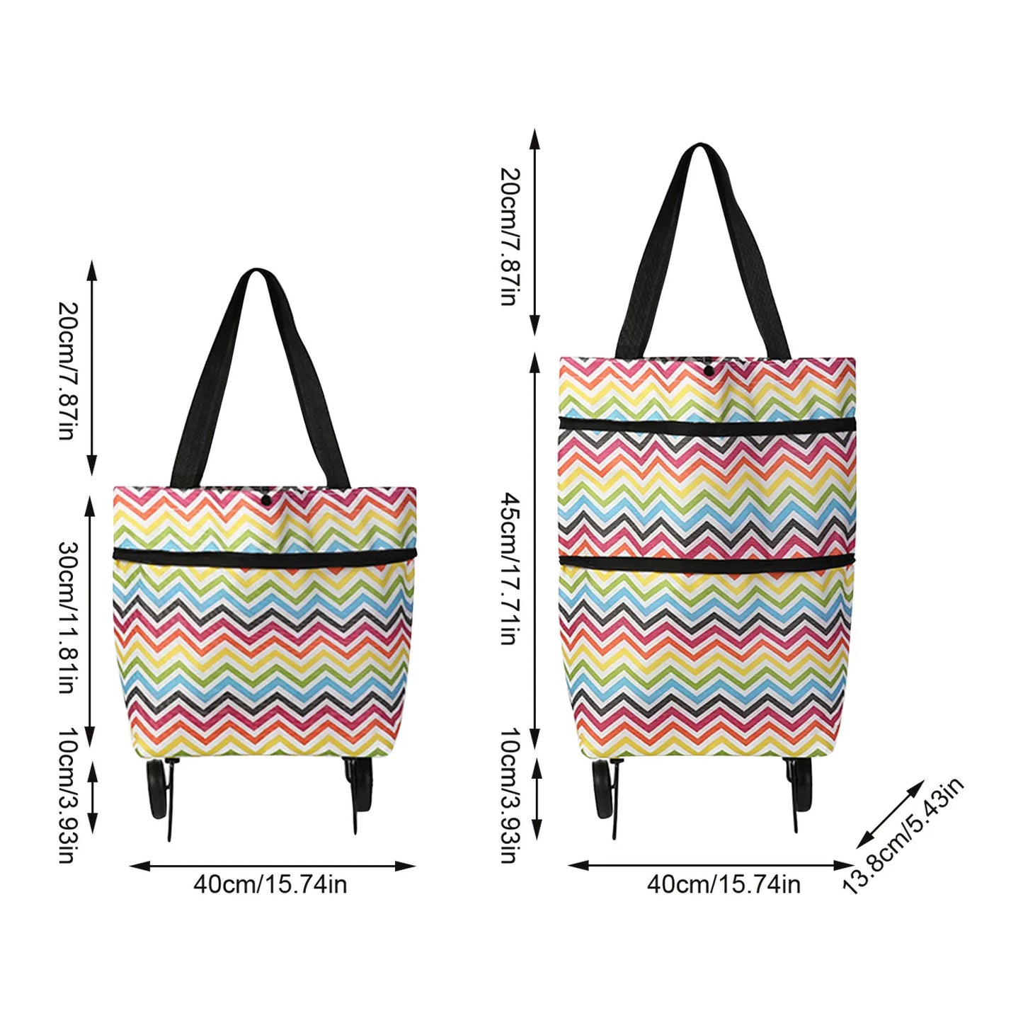 Versatile 2-In-1 Foldable Shopping Cart Bag - Waterproof Wheeled Trolley & Shoulder Bag for Groceries and Markets