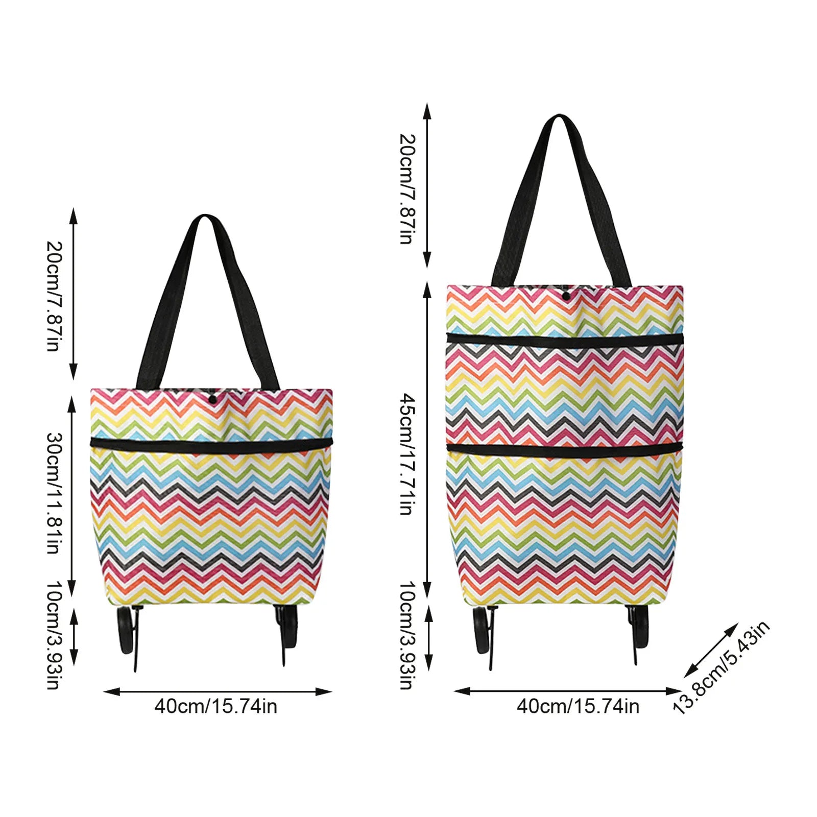 Versatile 2-In-1 Foldable Shopping Cart Bag - Waterproof Wheeled Trolley & Shoulder Bag for Groceries and Markets