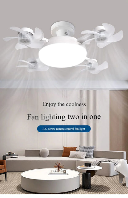 Stylish Drone-Style E27 Fan Light with Remote Control - 3-Speed Timer for Bedroom & Dining Room Illumination
