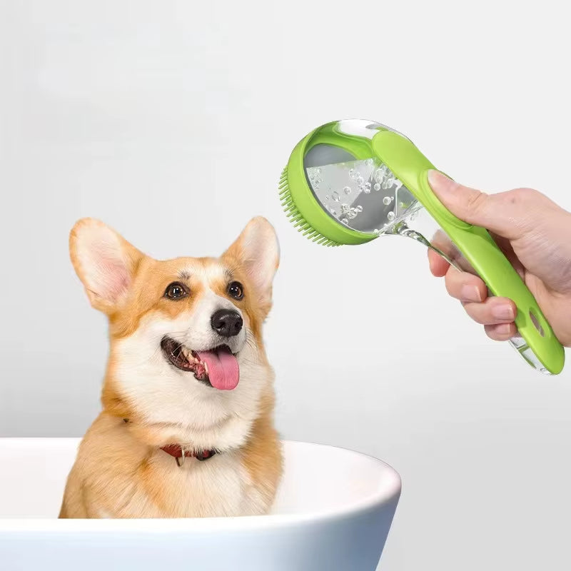 Revolutionary 1Pc Pet Bath Brush with Soft Silicone Bristles and Built-in Shampoo Dispenser for Effortless Grooming and Cleaning