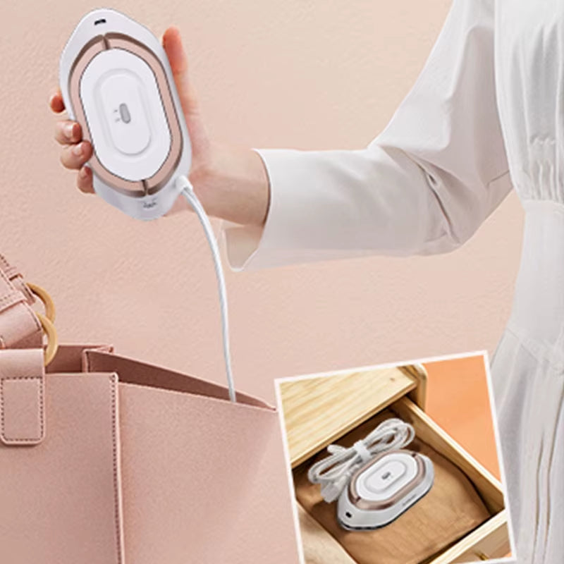 Compact & Powerful Mini Handheld Travel Iron - 120V/220V Dual Voltage for Effortless Wrinkle Removal Anywhere