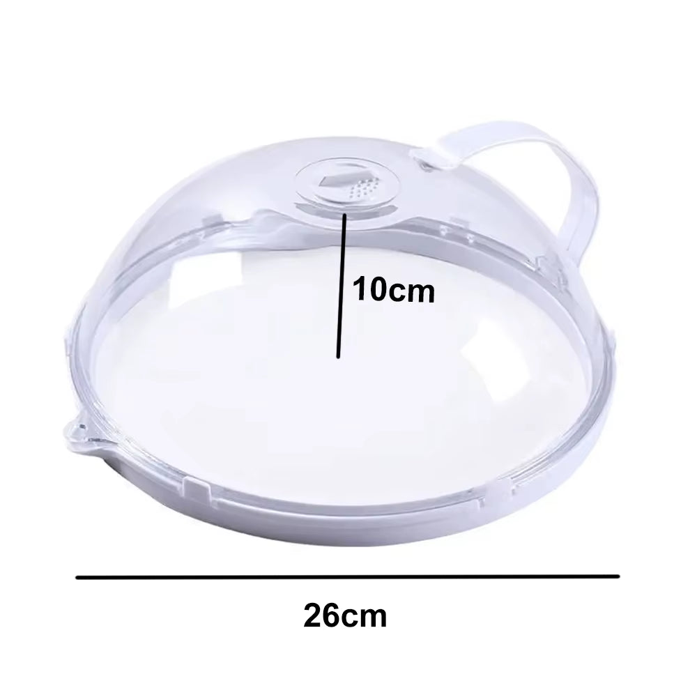 Microwave Splash-Proof Food Cover with Convenient Handle - Clear Heating Plate for Easy Cooking and Clean Meals