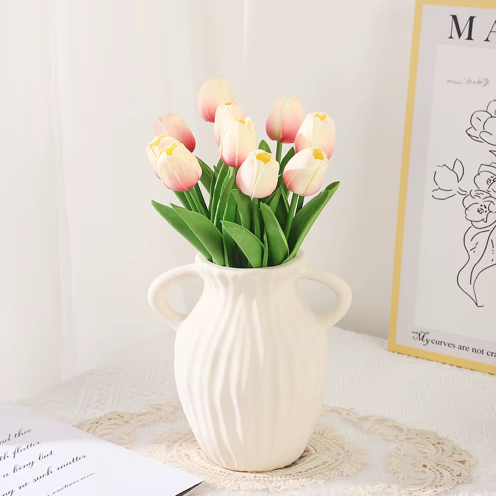 10PCS Realistic Touch Artificial Tulips - Perfect for Home Decor, Weddings, and DIY Bouquets
