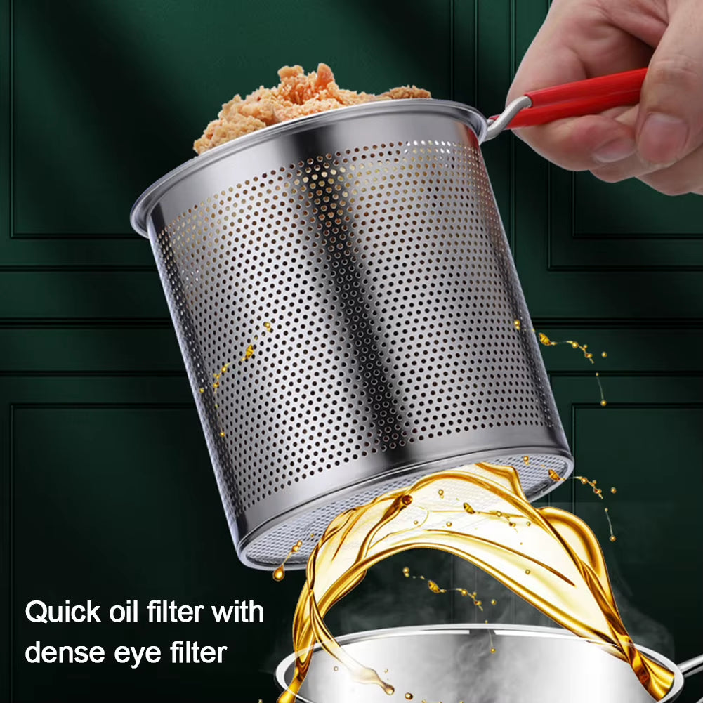 Premium 304 Stainless Steel Deep Frying Pot with Strainer - Perfect for Crispy French Fries and Chicken!