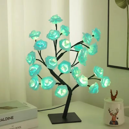 Enchanting 24 LED Fairy Flower Tree Lamp - Maple Leaf & Rose Night Light, USB Powered for Weddings, Parties & Halloween Decor