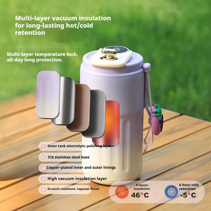 Stay Hydrated in Style: 450ML Stainless Steel Insulated Thermo Water Bottle with LED Temperature Display for Perfect Hot & Cold Beverages on the Go