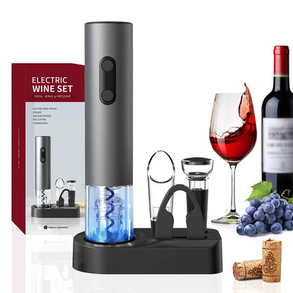 Effortless Enjoyment: Ultimate Electric Wine Opener Set with Automatic Corkscrew & Foil Cutter for Perfect Celebrations