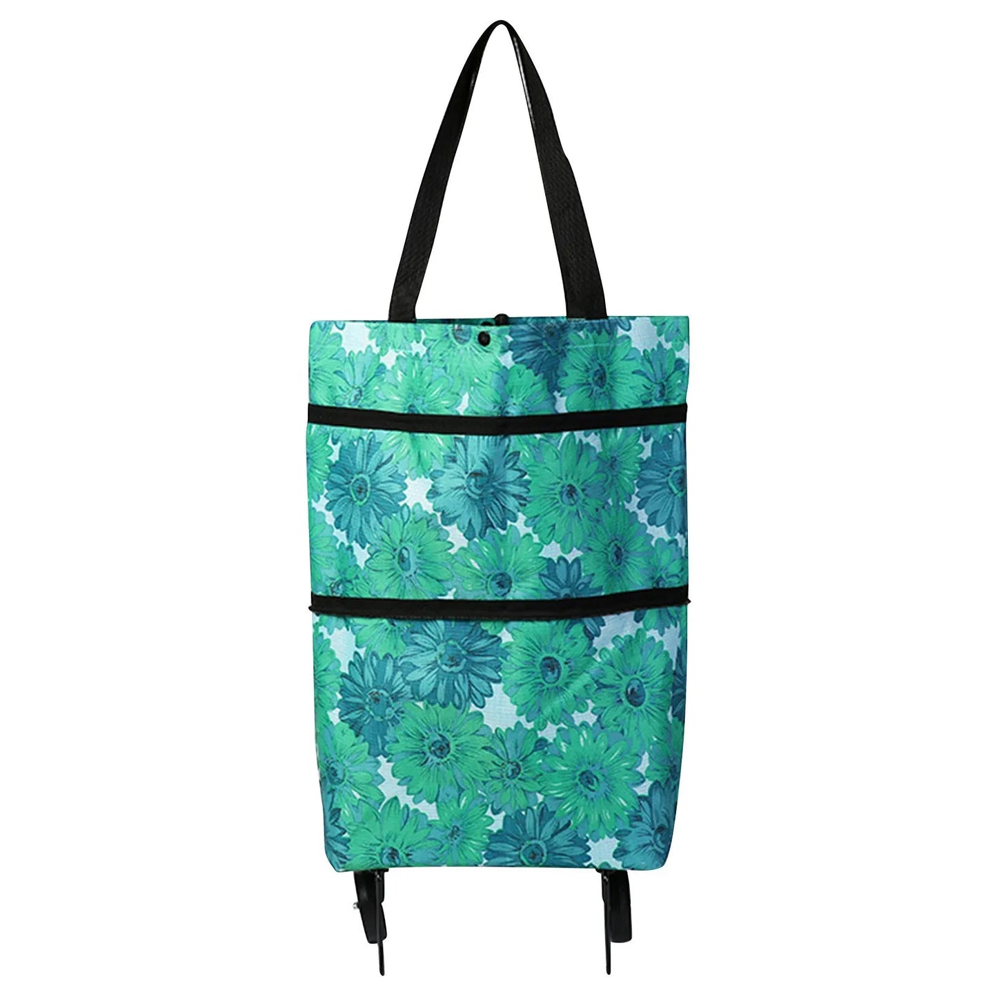 Versatile 2-In-1 Foldable Shopping Cart Bag - Waterproof Wheeled Trolley & Shoulder Bag for Groceries and Markets