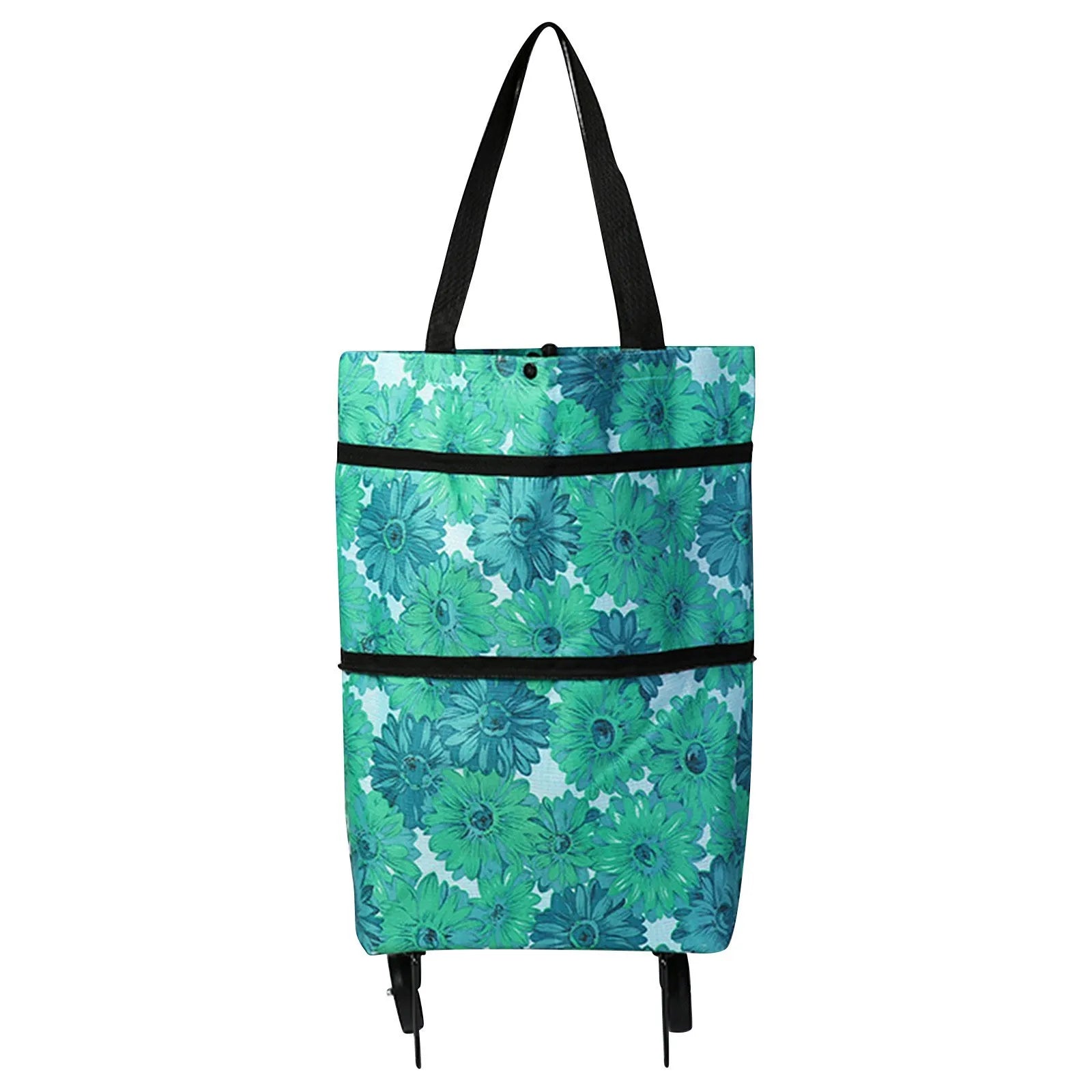 Versatile 2-In-1 Foldable Shopping Cart Bag - Waterproof Wheeled Trolley & Shoulder Bag for Groceries and Markets