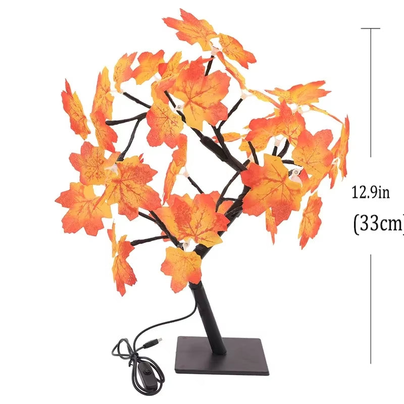 Enchanting 24 LED Fairy Flower Tree Lamp - Maple Leaf & Rose Night Light, USB Powered for Weddings, Parties & Halloween Decor