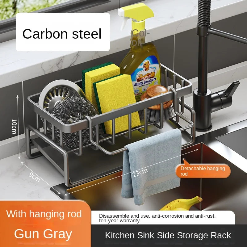 Stainless Steel Kitchen Sink Drain Rack - Versatile Sponge & Dishcloth Storage Solution