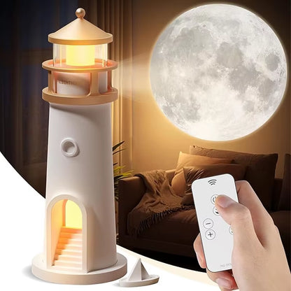 Enchanting Moon Lamp with Lighthouse Projection - Remote Control, Bluetooth Music, Motion Sensor - Perfect Ambient Night Light for Xmas & Birthday Gifts
