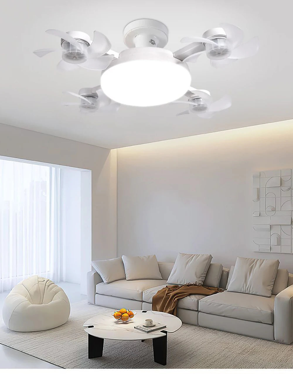Stylish Drone-Style E27 Fan Light with Remote Control - 3-Speed Timer for Bedroom & Dining Room Illumination