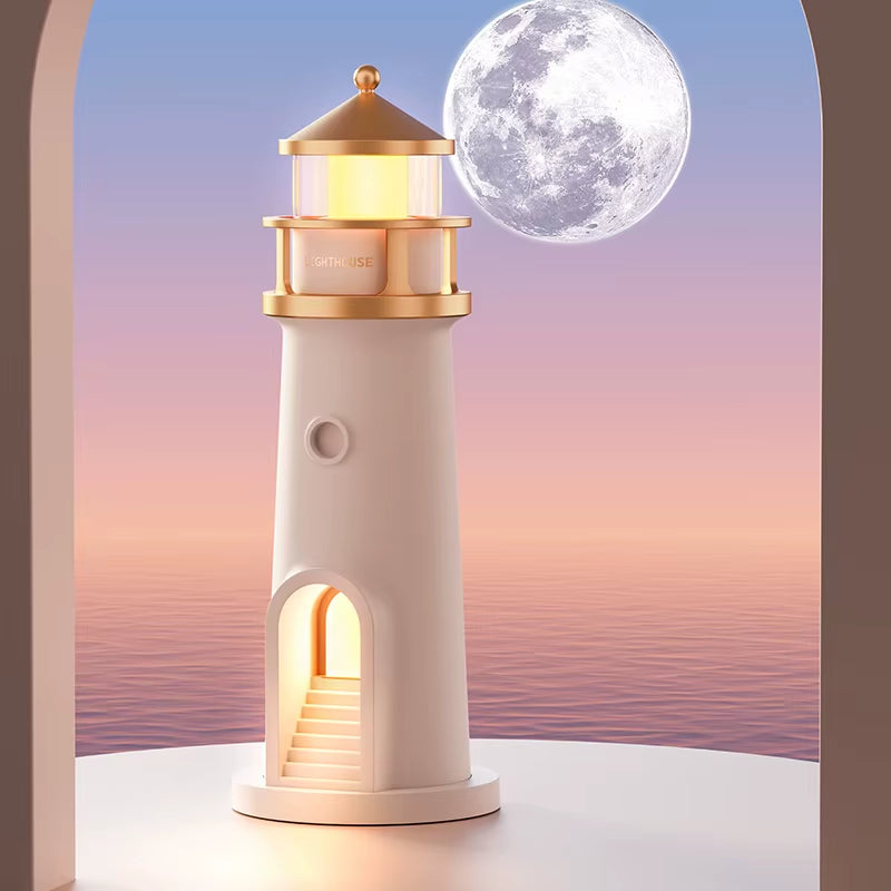 Enchanting Moon Lamp with Lighthouse Projection - Remote Control, Bluetooth Music, Motion Sensor - Perfect Ambient Night Light for Xmas & Birthday Gifts