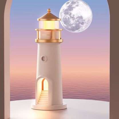 Enchanting Moon Lamp with Lighthouse Projection - Remote Control, Bluetooth Music, Motion Sensor - Perfect Ambient Night Light for Xmas & Birthday Gifts