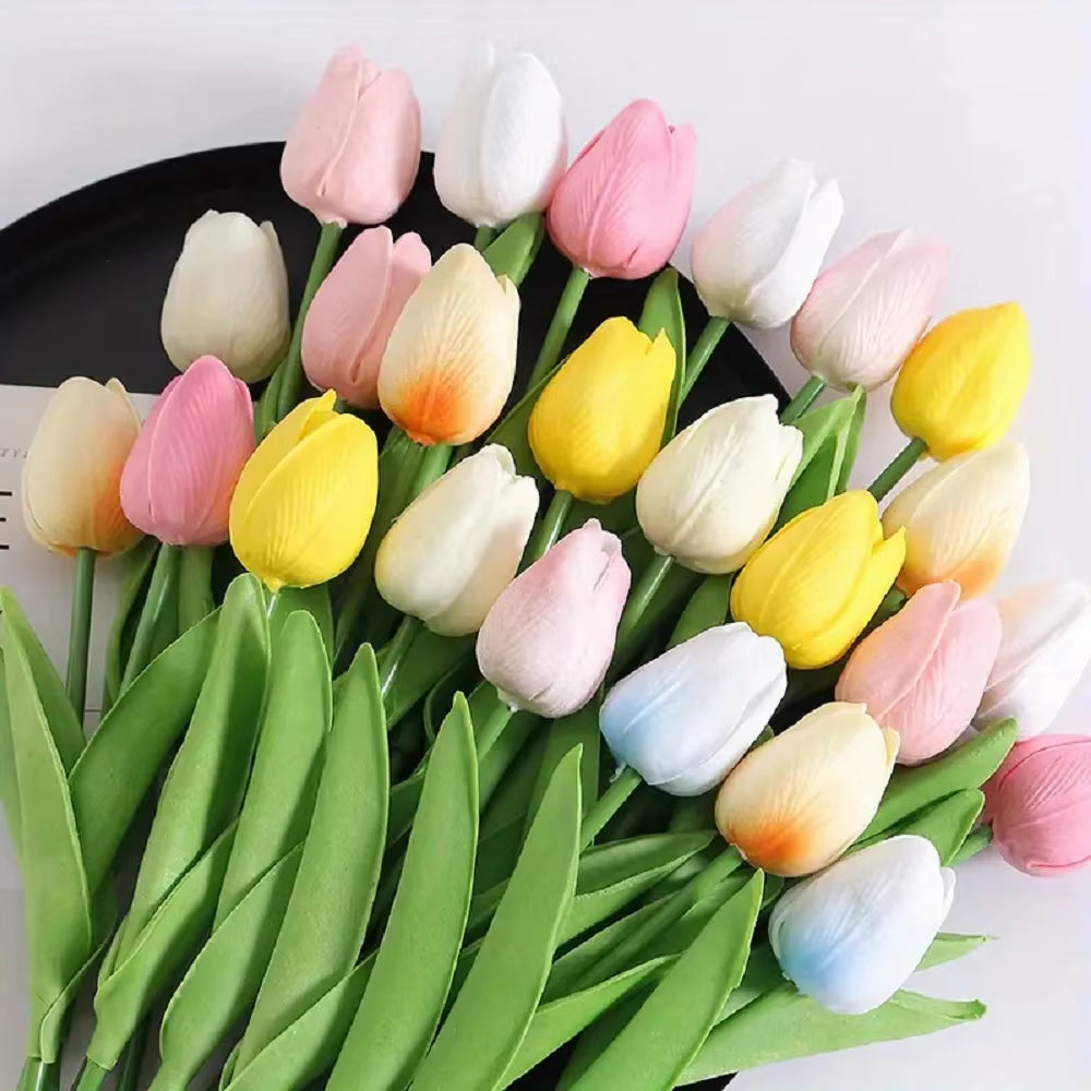 10PCS Realistic Touch Artificial Tulips - Perfect for Home Decor, Weddings, and DIY Bouquets