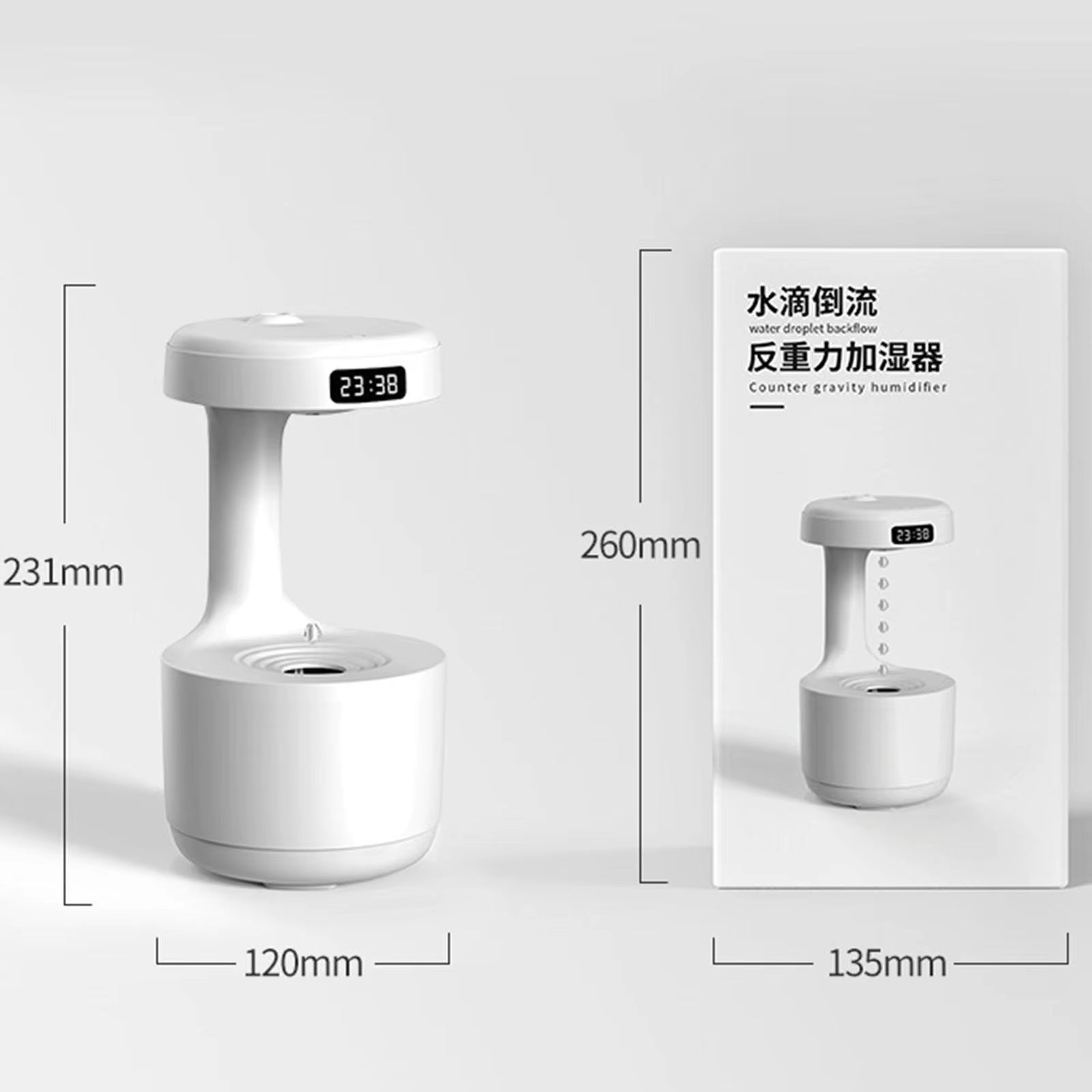 Transform Your Space with the 800ML LED Display Gravity Water Droplets Diffuser & Humidifier - Perfect Cool Fogger for Office and Bedroom