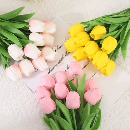 10PCS Realistic Touch Artificial Tulips - Perfect for Home Decor, Weddings, and DIY Bouquets