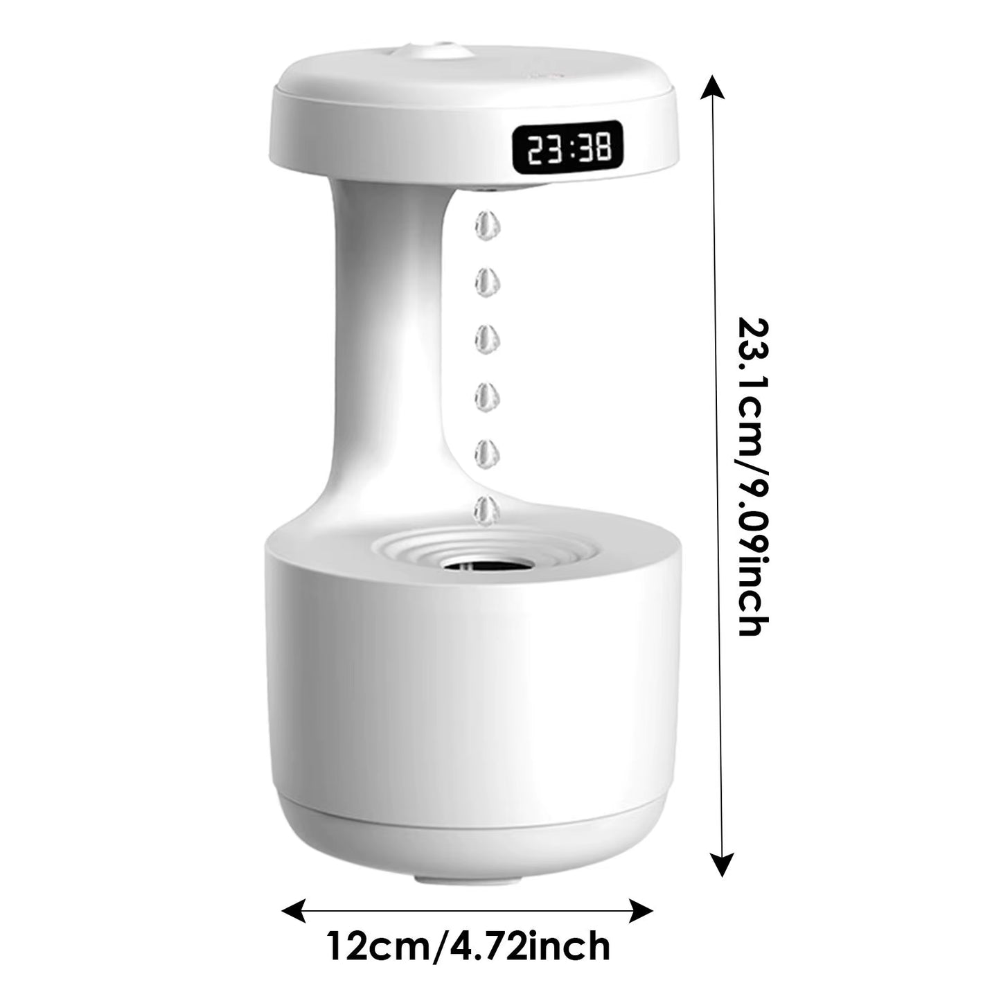 Transform Your Space with the 800ML LED Display Gravity Water Droplets Diffuser & Humidifier - Perfect Cool Fogger for Office and Bedroom