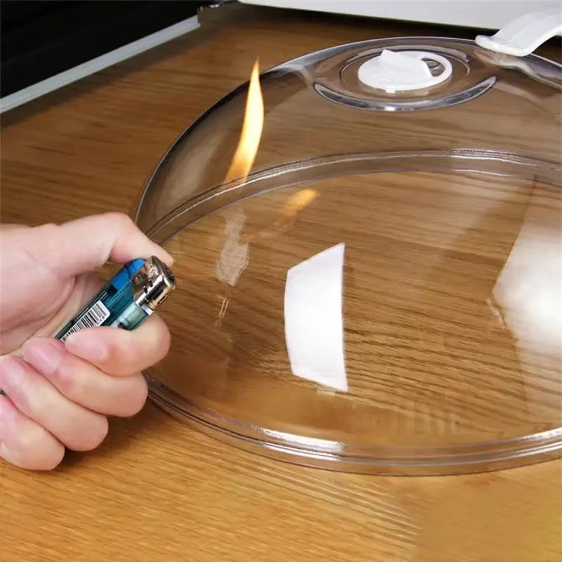 Microwave Splash-Proof Food Cover with Convenient Handle - Clear Heating Plate for Easy Cooking and Clean Meals
