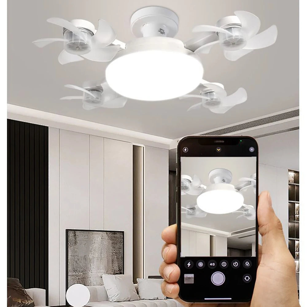 Stylish Drone-Style E27 Fan Light with Remote Control - 3-Speed Timer for Bedroom & Dining Room Illumination