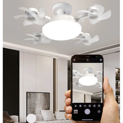 Stylish Drone-Style E27 Fan Light with Remote Control - 3-Speed Timer for Bedroom & Dining Room Illumination