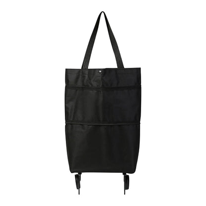 Versatile 2-In-1 Foldable Shopping Cart Bag - Waterproof Wheeled Trolley & Shoulder Bag for Groceries and Markets