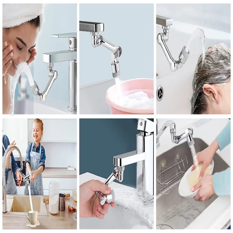 Universal 1080° Rotating Faucet Sprayer Head with 22/24mm Adapter - Kitchen Tap Extender Aerator Bubbler Nozzle