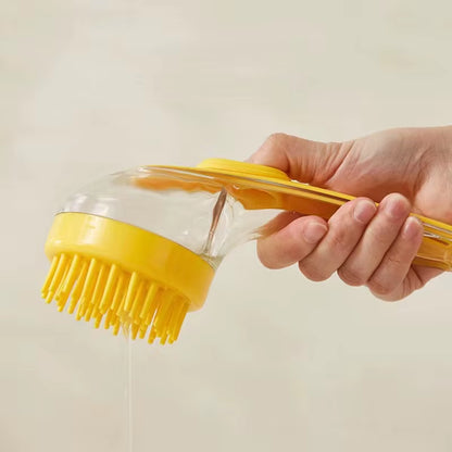 Revolutionary 1Pc Pet Bath Brush with Soft Silicone Bristles and Built-in Shampoo Dispenser for Effortless Grooming and Cleaning