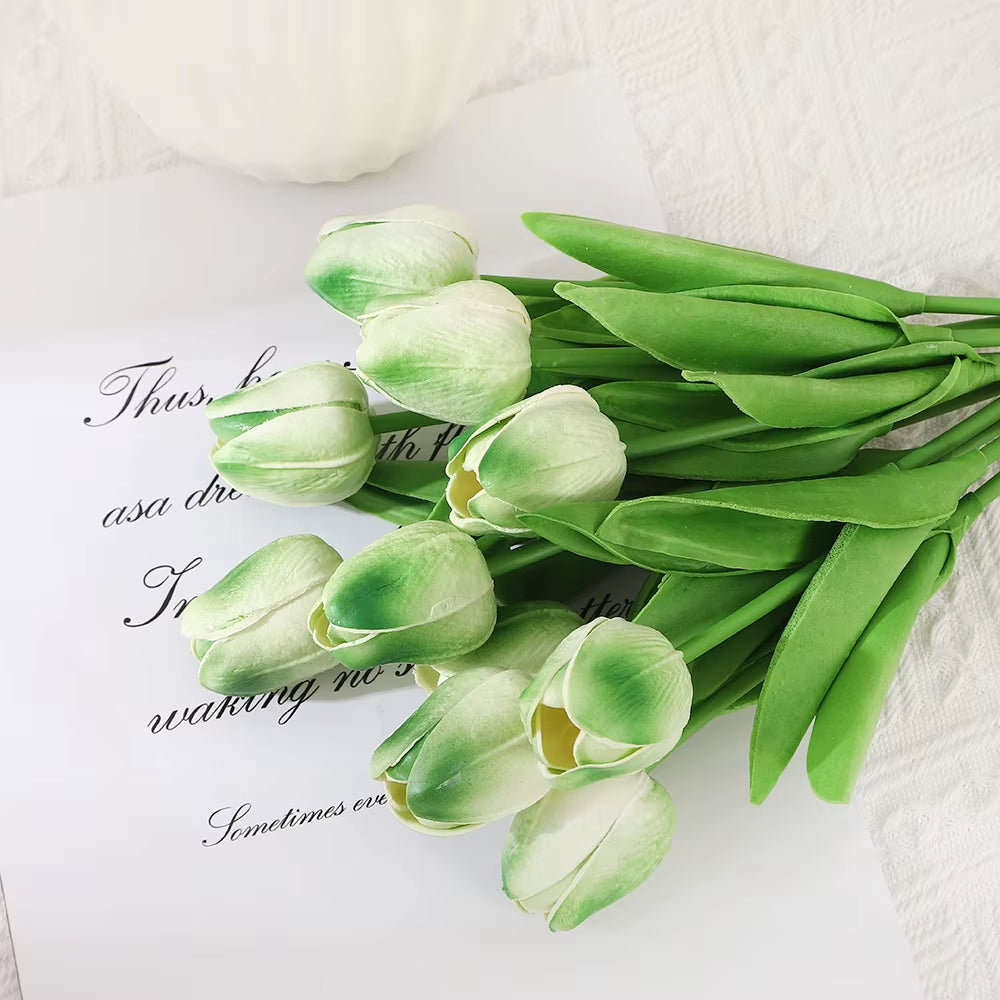 10PCS Realistic Touch Artificial Tulips - Perfect for Home Decor, Weddings, and DIY Bouquets