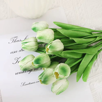 10PCS Realistic Touch Artificial Tulips - Perfect for Home Decor, Weddings, and DIY Bouquets