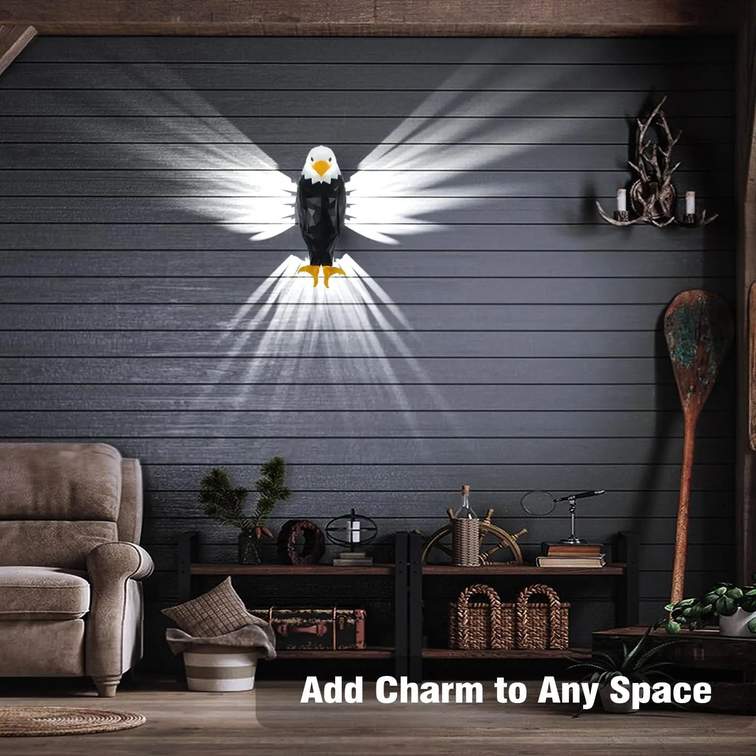 Illuminate Your Space with the Bald Eagle Wall Light - Stylish Battery Operated Eagle Lamp for Bedroom, Living Room, and Hallway