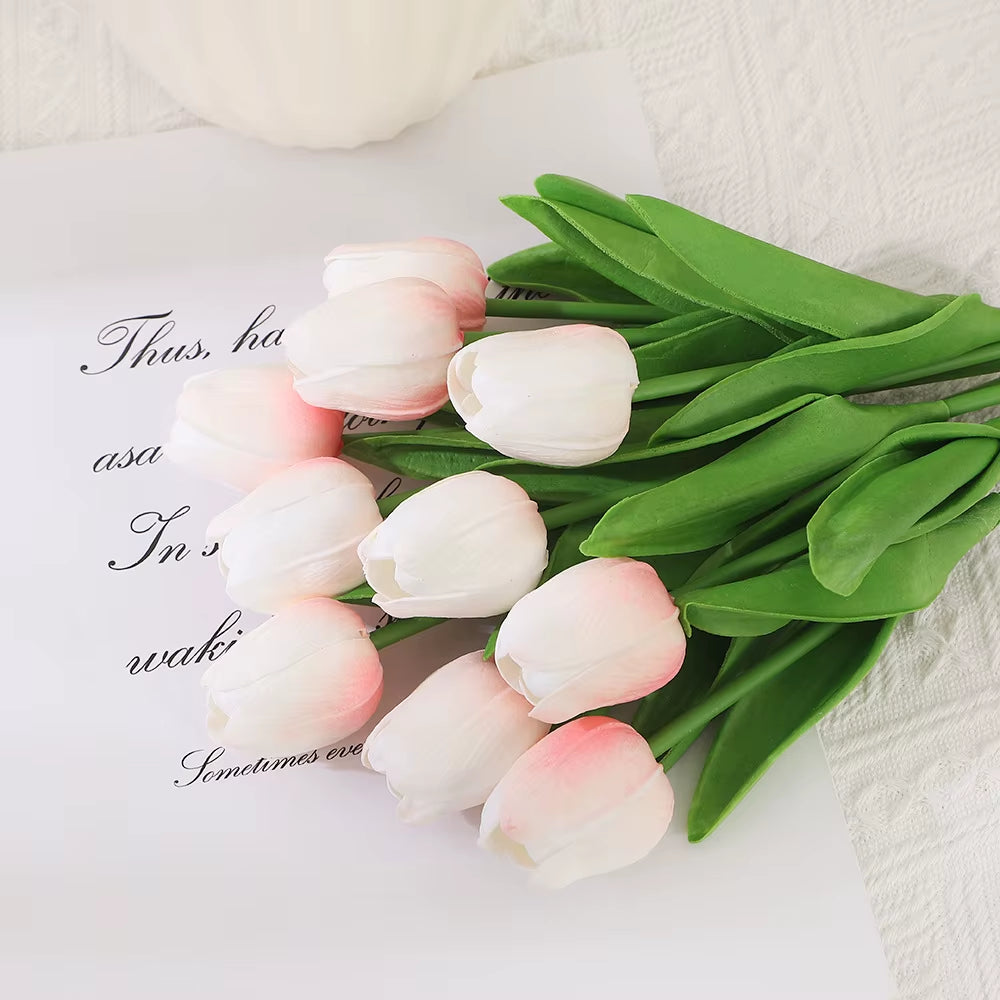 10PCS Realistic Touch Artificial Tulips - Perfect for Home Decor, Weddings, and DIY Bouquets